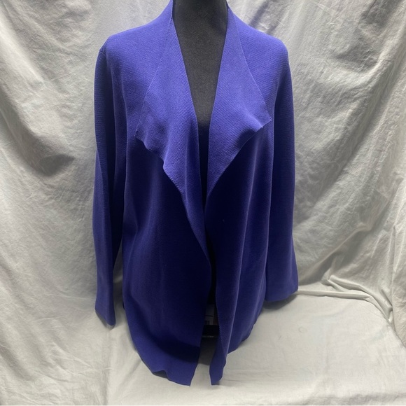 Eileen Fisher Silk Blend Open Front Cascade Knit Cardigan Purple Women's Large P - Picture 1 of 5